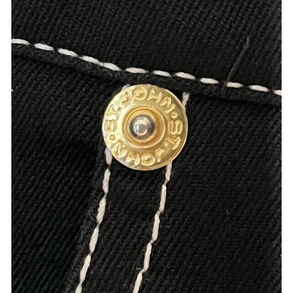 St John Sport Black White Stitches Stretch Jeans Pants - Picture 8 of 10